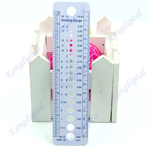 

UK US Canada Gauge Inch cm Ruler Tool All In One Knitting Needle Sizes
