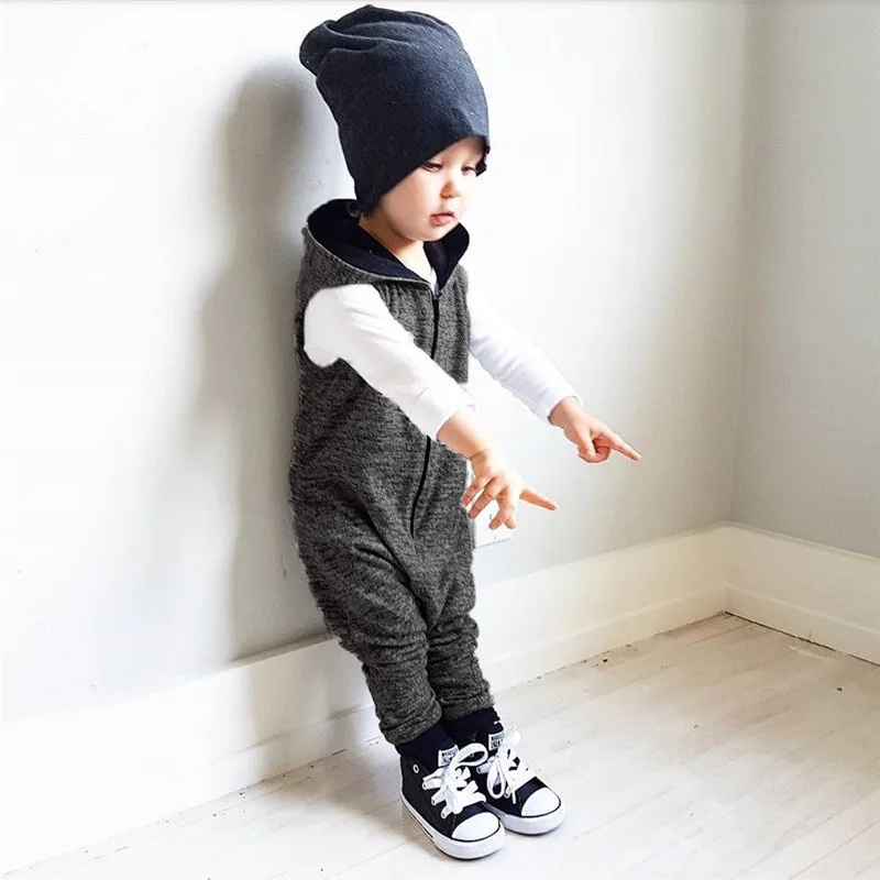 Trendy Kids Baby Boys Girls Toddler clothes zipper cotton casual Hooded Romper sleeveless newborn cute Jumpsuit one pieces