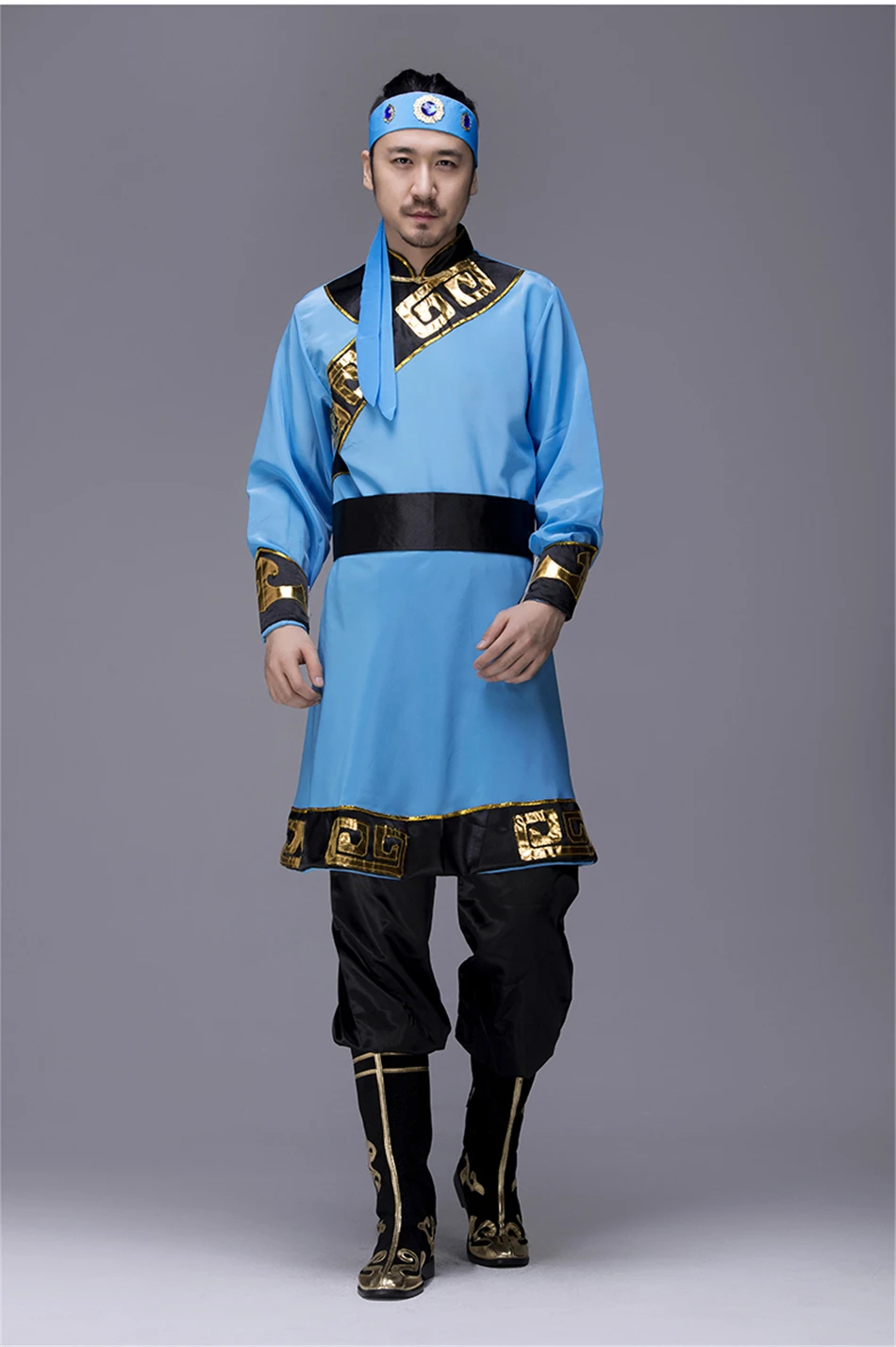 Новые традиционные монгольские костюмы для мужчин пастбища Национальный Чингисхан езда Танец сценическое представление Азии взрослых Waer
