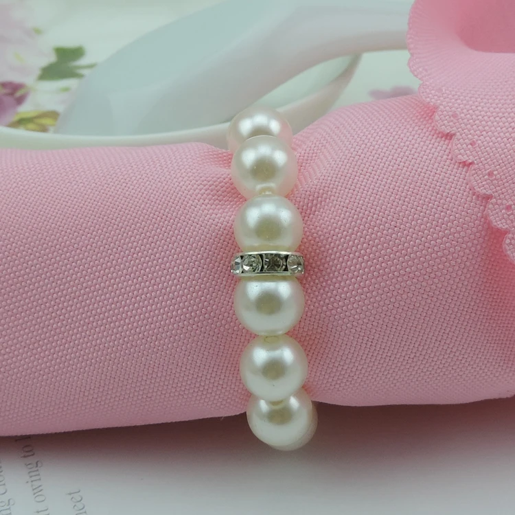 Wholesale Wedding Napkin Rings white Shiny Pearls Napkin Rings For