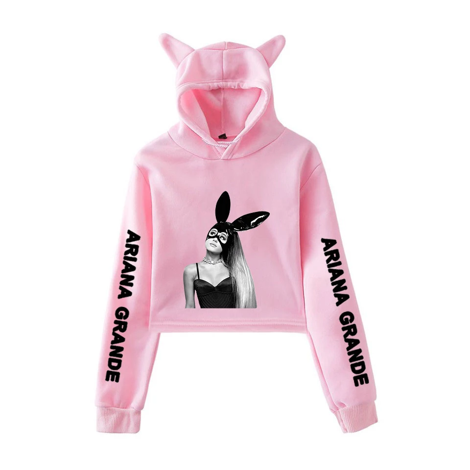 Персональная Милая уличная Толстовка Ariana Grande с капюшоном для девушек розовая