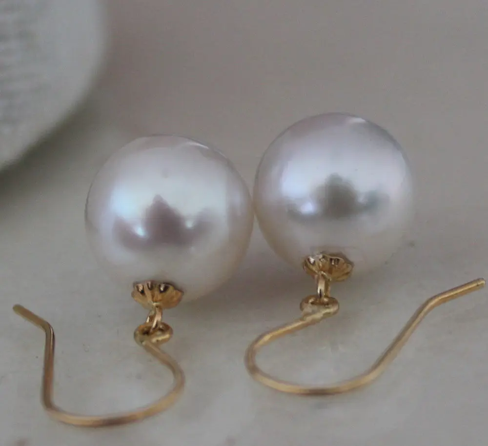 

Free Shipping >>>>AAA + 10 mm fresh water pearl earrings with 750K 18K gold jewelry gift