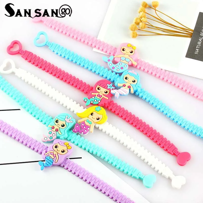 

6pcs Trendy Children Lovely Mermaid Princess Bracelet Wristband Kids Mix Styles Charm Birthday Party Festival Gift Bracelets