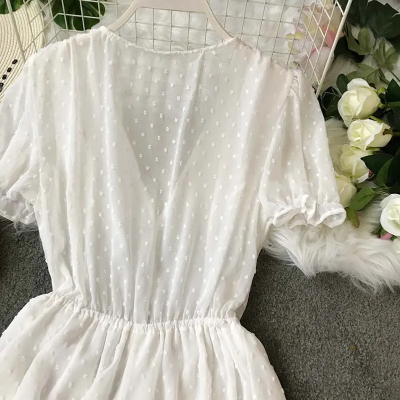Summer Casual Bodysuit Women Lace Up Romper Wide Leg Jumpsuit V-Neck Chiffon Bechwear Mono Mujer Combinaison Femme Summer Casual Bodysuit Women Lace Up Romper Wide Leg Jumpsuit V-Neck Chiffon Bechwear Mono Mujer Combinaison Femme