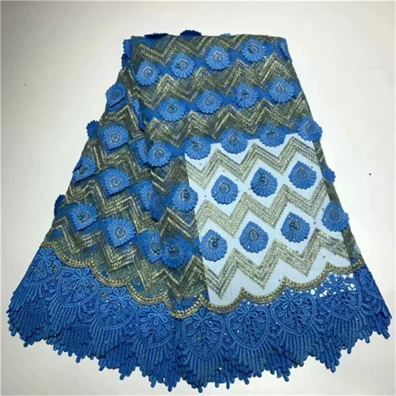 New Design African French Lace Fabric 2019 High Quality Nigerian Blue Net Handmade With Nice Big Stones For Women | Дом и сад