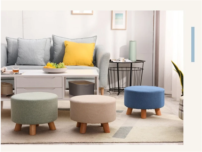 

Fashion home 4 Leg Stool Round stool Wooden Chair Square stool Upholstered Footstool sofa chair Art Small bench furniture