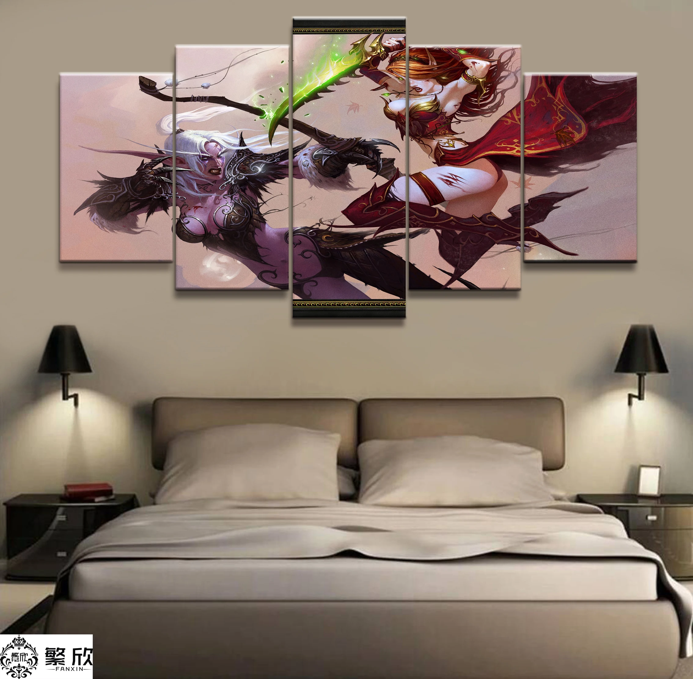 5 Piece Video Game WOW Warcraft DOTA 2 Painting Poster Decorative Mural Art Room Wall Decor Canvas