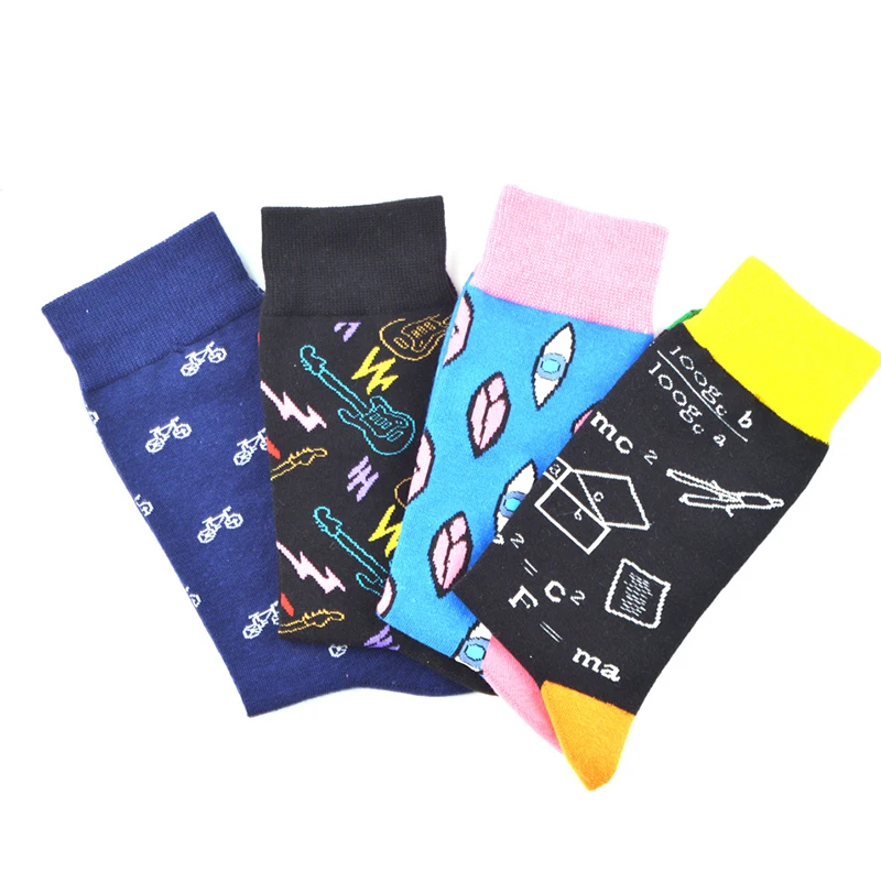 FRALOSHA новые носки цветные женские хлопковые полосатые носки мужские Harajuku геометрические музыкальные буквы мужские индивидуальные носки
