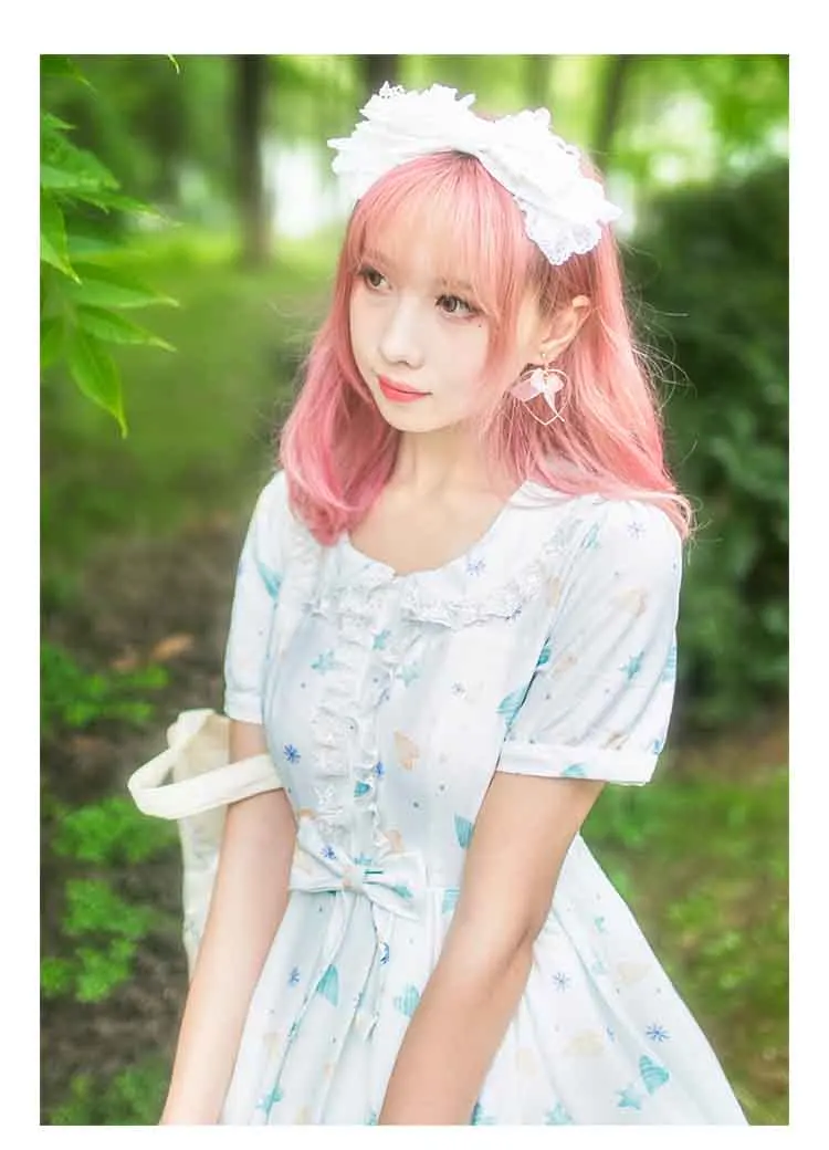 Готическая Лолита платье Сладкий Kawaii платье принцессы костюм короткий рукав белое платье для девочек летний сарафан Лолита платье плюс