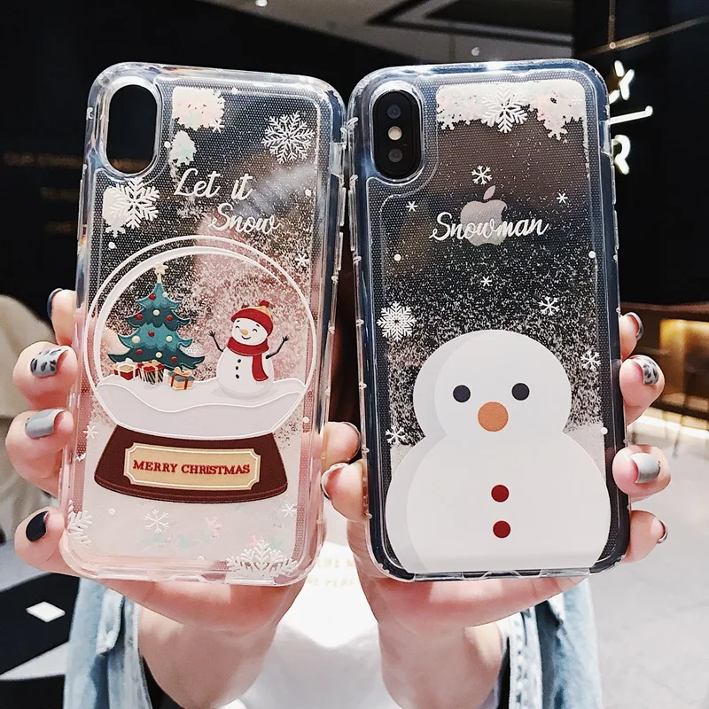 GYKZ милые чехлы для телефонов с изображением снеговика и зыбучего песка iPhone XR XS MAX 7