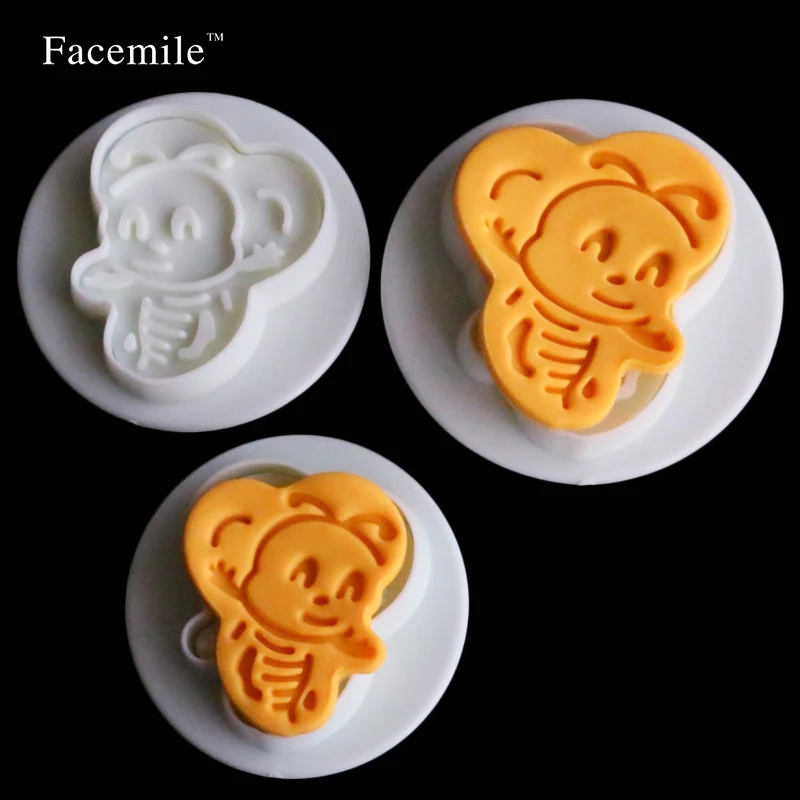 New 3PCS Bee Cookie Biscuit Cutter Mold Stamp Cake Punger Fondant Cake Bread Decorating Mold Cookie Plunger Cutter Tool