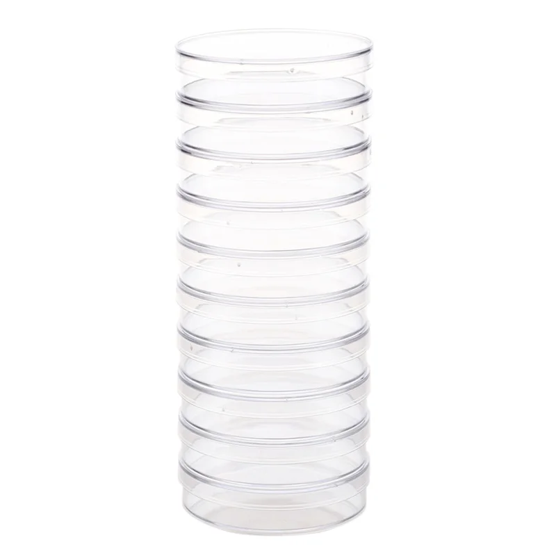 

10Pcs Sterile Petri Dishes w/Lids for Lab Plate Bacterial Yeast 55mm x 15mm