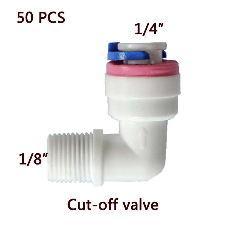 50 шт. 1/4 "-1/8" обратный клапан queck совместное односторонний клапан локоть обратного клапан для предотвращения обратного потока воды l-типа