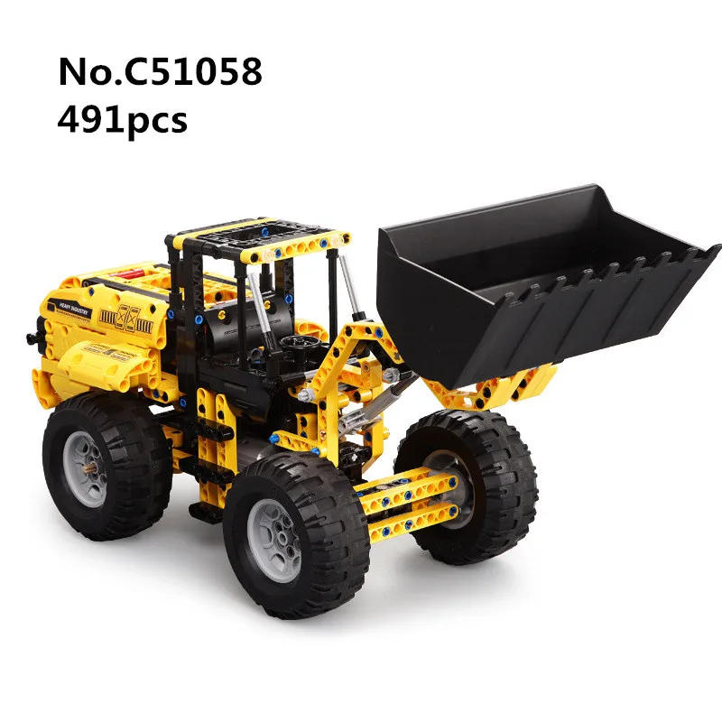 

491pcs Engineering Technic Vehicle Electric Bulldozer Excavator USB RC Remote Control C51058 Building Blocks Toys For Baby Gifts