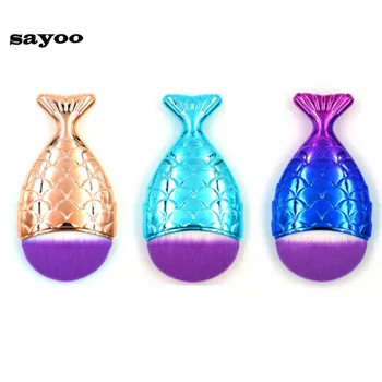 

Brand 2017 Fashion Mermaid Makeup Brushes Powder Blush Foundation Cosmetic Tools Fish Brush