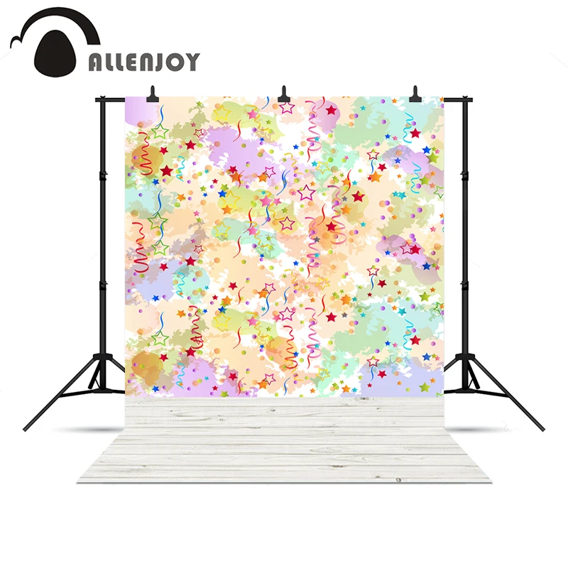 

Allenjoy photo backdrops Birthday celebrations Anniversary colorful ribbon wood background for photo studio photo backdrop vinyl
