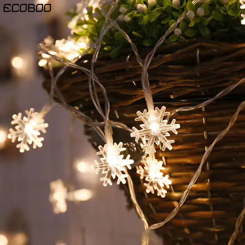 

EGOBOO Christmas LED Snowflake String Lights Flashing String Lights Starry Battery Decorative Lights Festival Hanging Lights