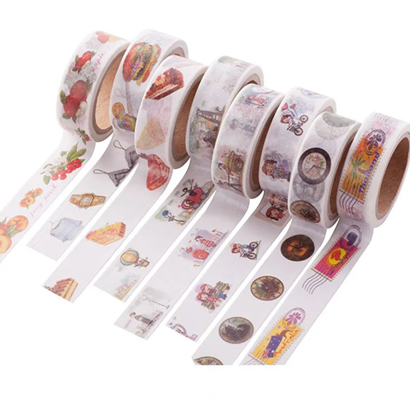 

1 Pcs Home Decoration Japanese Paper Washi Tapes Kawaii Masking Tape Material Escolar Papel DIY Scrapbook Size 15mm*7m