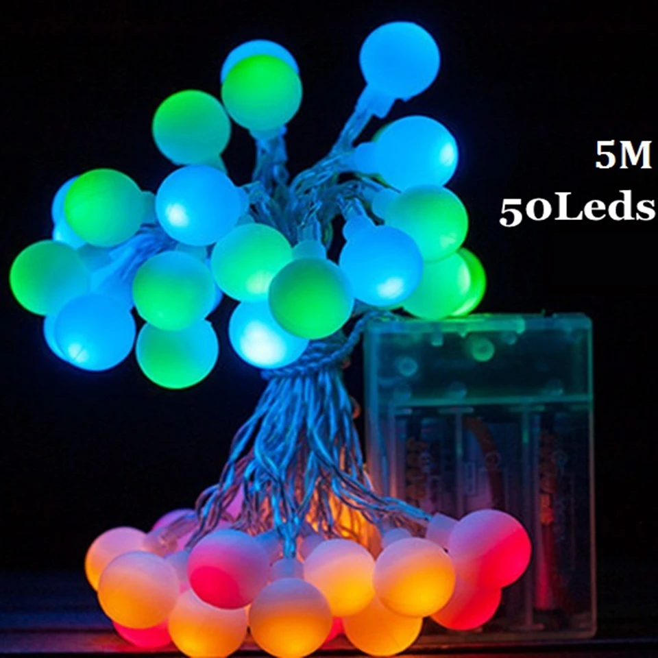 Garland 2M 5M 10M Fairy AA Battery LED Ball String Lights Waterproof For Christmas Tree Wedding Indoor Decoration light | Лампы и