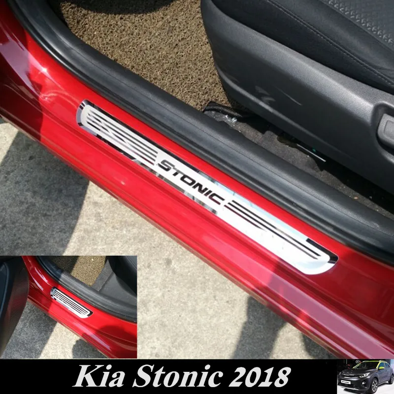 

Car Door Sill Protector For Kia Stonic 2018 Stainless Steel Door Sill Scuff Plate for New Stonic 2018-2019