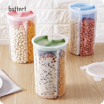 

3 In 1 Transparent Sealed Cans Kitchen Sealed Jars Plastic Storage Bottles Storage Box for Food Cereals Grain Sealed Container