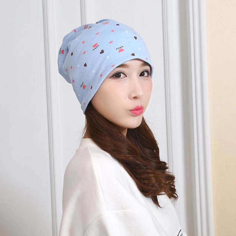 

For Women Ladies Cotton Multi-functional Spring Summer Printing Pregnant Hat Supplies Pile Heap Cap Beanies FS0384