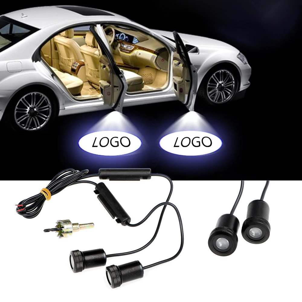 2Pcs Car LED Door Warning Light Welcome Lamp For Ford Audi BMW Toyota Volkswagen Ghost Shadow