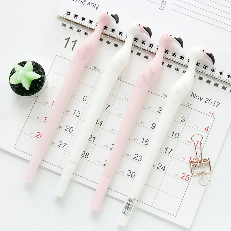 

Cute flamingo black color 0.5mm gel pen 1 piece funny stationery children student gift