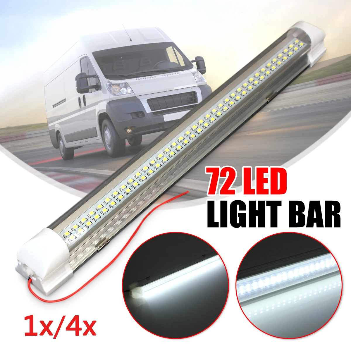 4Pcs 1Pc 12V Universal font b Car b font 72 LED White Light Bar Strip Auto