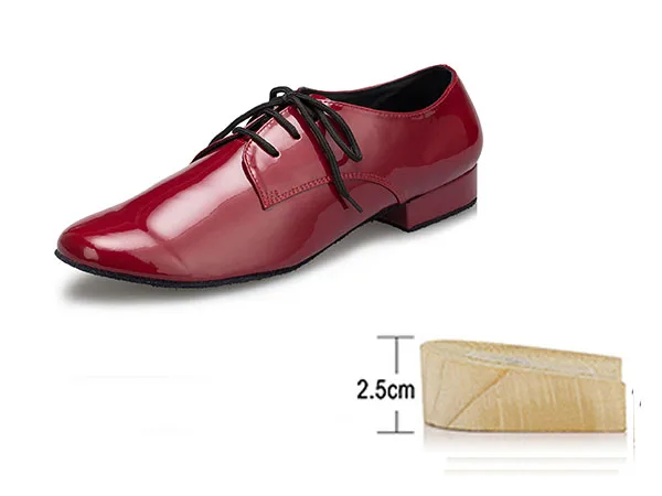 Samisoler R/мужские черные кожаные туфли для бальных танцев; туфли на плоской подошве; современные танцевальные туфли; вечерние туфли для танго; свадебные туфли на квадратном каблуке - Цвет: Modern heel 2.5cm