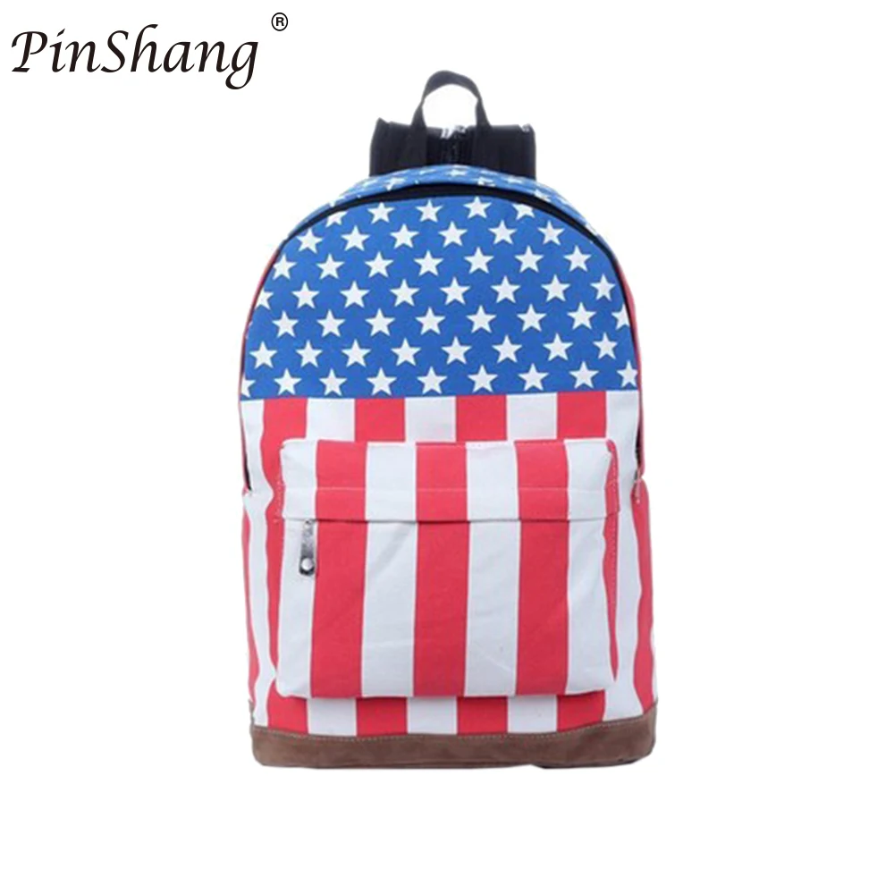 

PinShang Canvas School Bag Fashionable Style Backpack with American Flag Union Jack Design for Students Casual backpack ZK25