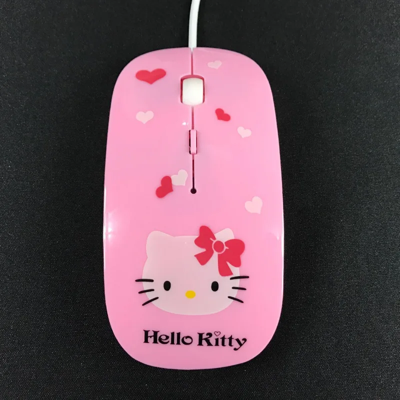 Hello Kitty Wired Mouse Computer USB Optical Mouse Pink Cartoon Mouse For Computer Laptop Cute