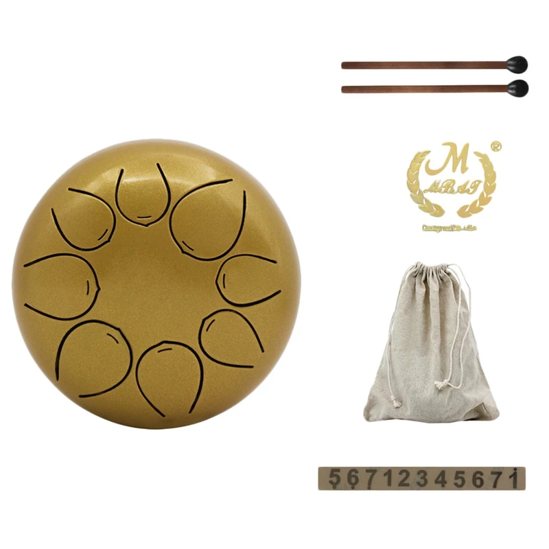 

Mmbat 5 Inch Steel Tongue Drum Mini 8 Tone G Tune Hand Pan Drum Tank Hang Drum With Drumsticks Carrying Bag Percussion Instrum