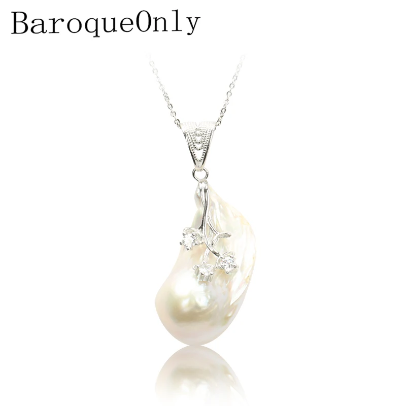 925 Sterling Silver Baroque Style Flower Pearl Pendant Necklace 20 36Mm White Jewelry For Women Classical 2019New Arrvial huismerk kopen in de aanbieding 925 Sterling Silver Baroque Style Flower Pearl Pendant Necklace 20 36Mm White Jewelry For Women Classical 2019New Arrvial huismerk kopen in de aanbieding
