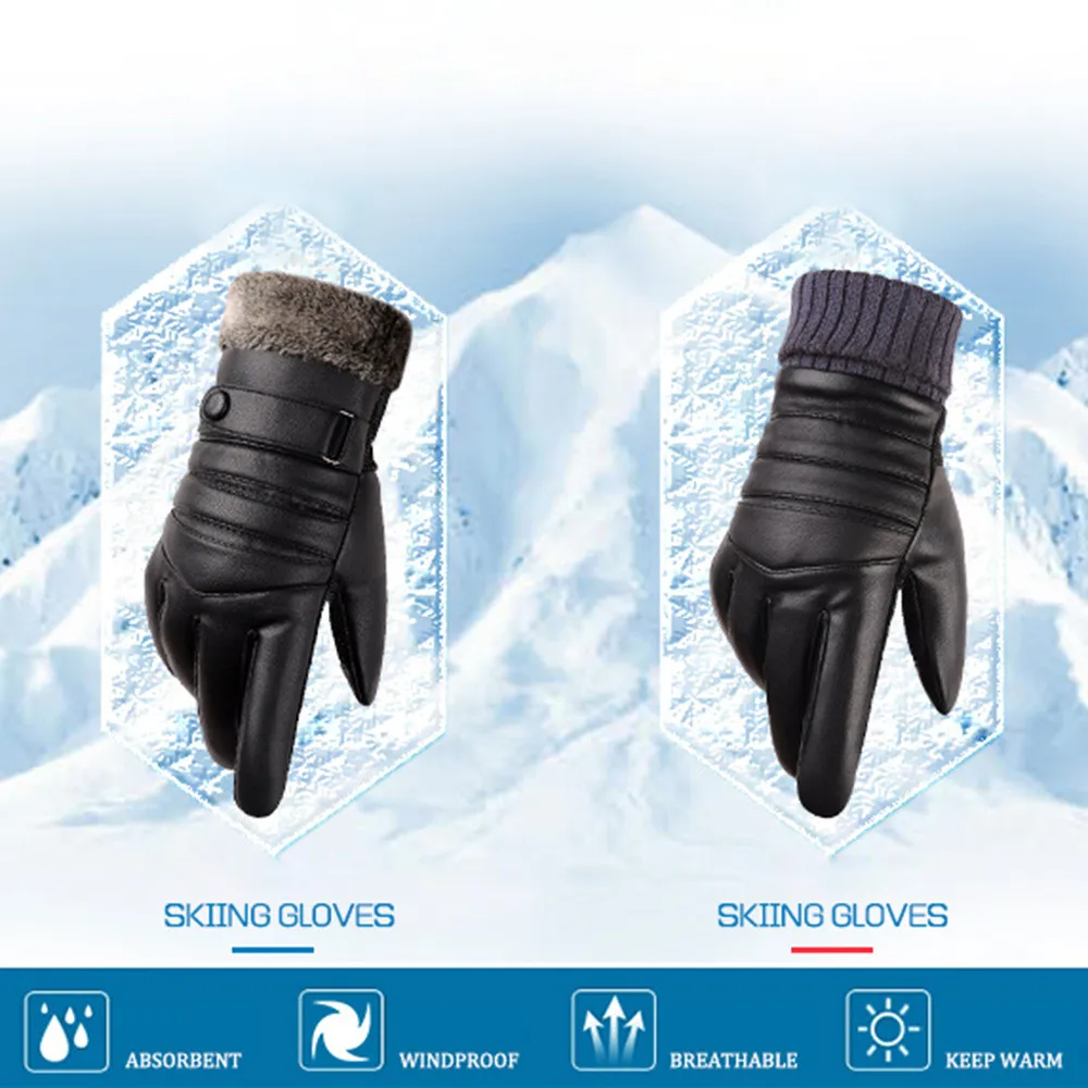 Мужские кожаные перчатки унисекс с сенсорным экраном Thinsulate, теплые перчатки для вождения, зимние теплые варежки для мужчин