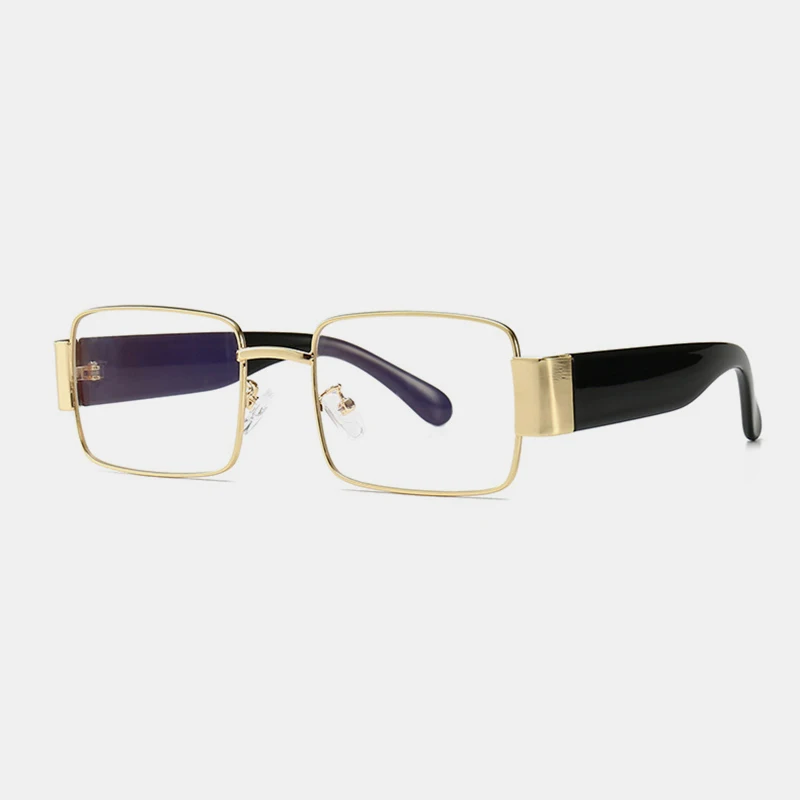 Королевские Женские квадратные мужские солнцезащитные очки в стиле стимпанк женские очки ретро металлические маленькие летние модные аксессуары из сплава Роскошные ss756 - Цвет линз: C9 Gold-Clear
