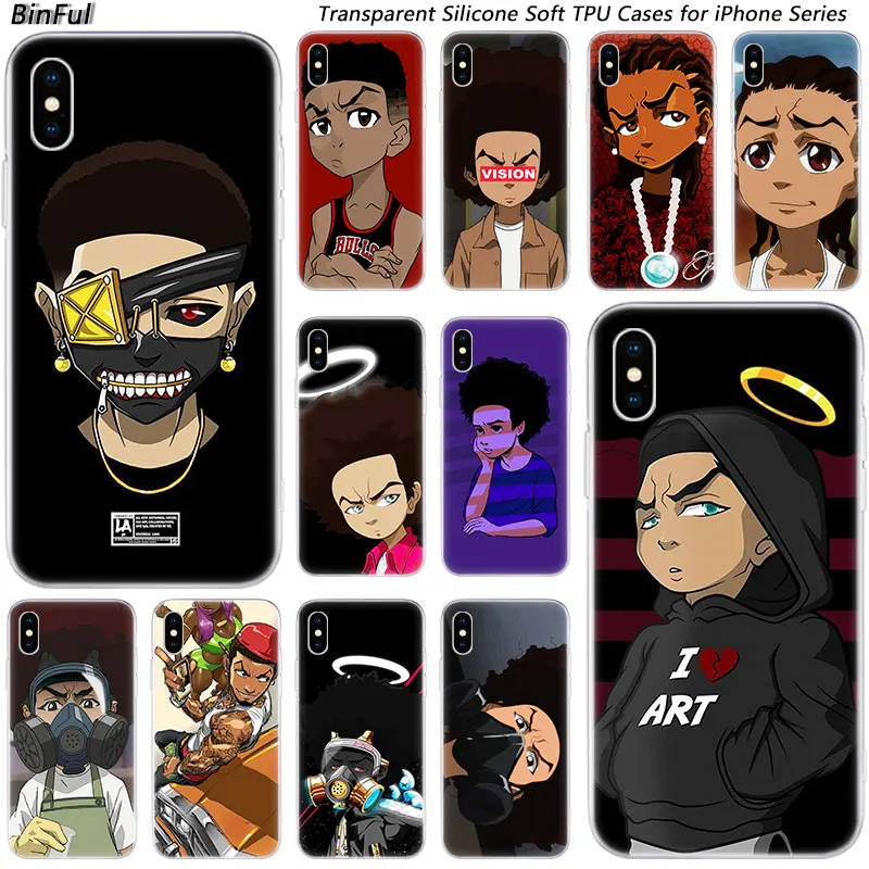 

Hot Huey Freeman Boondocks Soft Silicone Fashion Case for Apple iPhone 11 Pro XS MAX XR X 7 8 Plus 6 6s Plus 5 5C 5S SE Cover