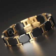 TrustyLan здоровый браслет керамический золотой черный из нержавеющей стали толстые цепи браслеты для женщин модные роскошные повязки ювелирные изделия