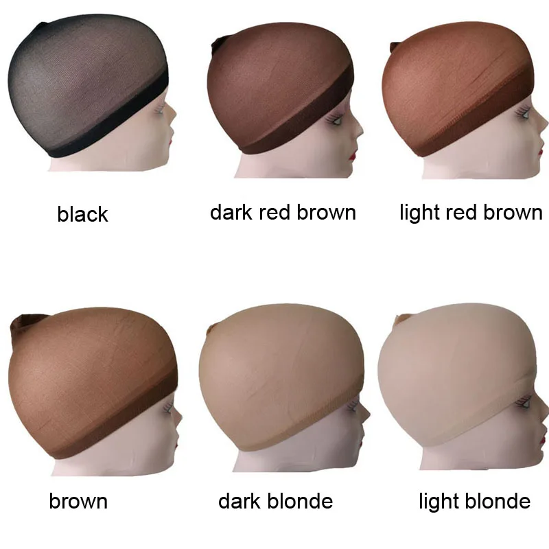 

Stock Hair Net 24PCS(12Bags) Wig Caps For Making Wigs Deluxe Liner Cap Snood Nylon Glueless Dome Mesh Cap In 7Colors Weaving Cap