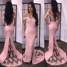 Weg von der Schulter Schatz-abschlussball-kleid Sleeveless Backless Mit Spitze Applique Satin Sweep Zug Elegante Abendkleider Formale Kleider