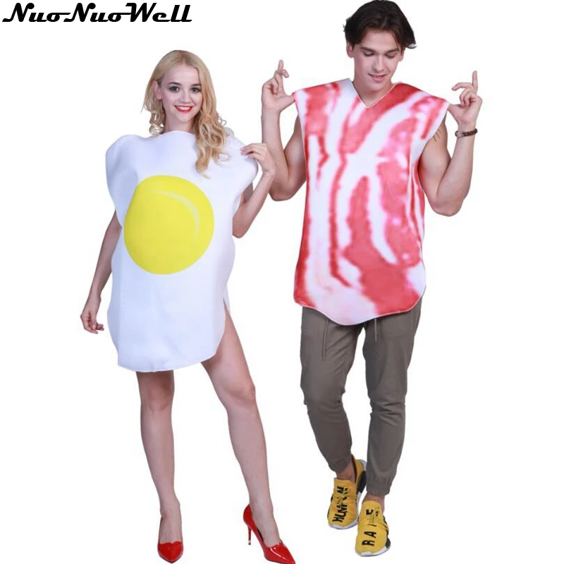 Большой жареное яйцо пары костюм арахисовое масло и джем тост еда любителей нарядное платье для взрослых Карнавал Хэллоуин костюм