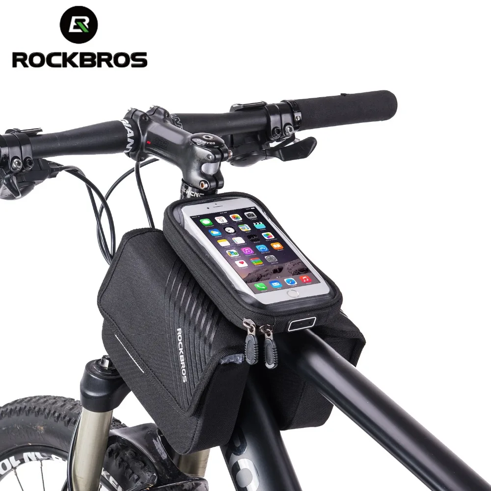 

ROCKBROS Cycling 6.0'' Bike Frame Bag Bicycle Top Tube Pouch Bag Touch Screen Waterproof Phone Holder Big Capacity Frame Bag