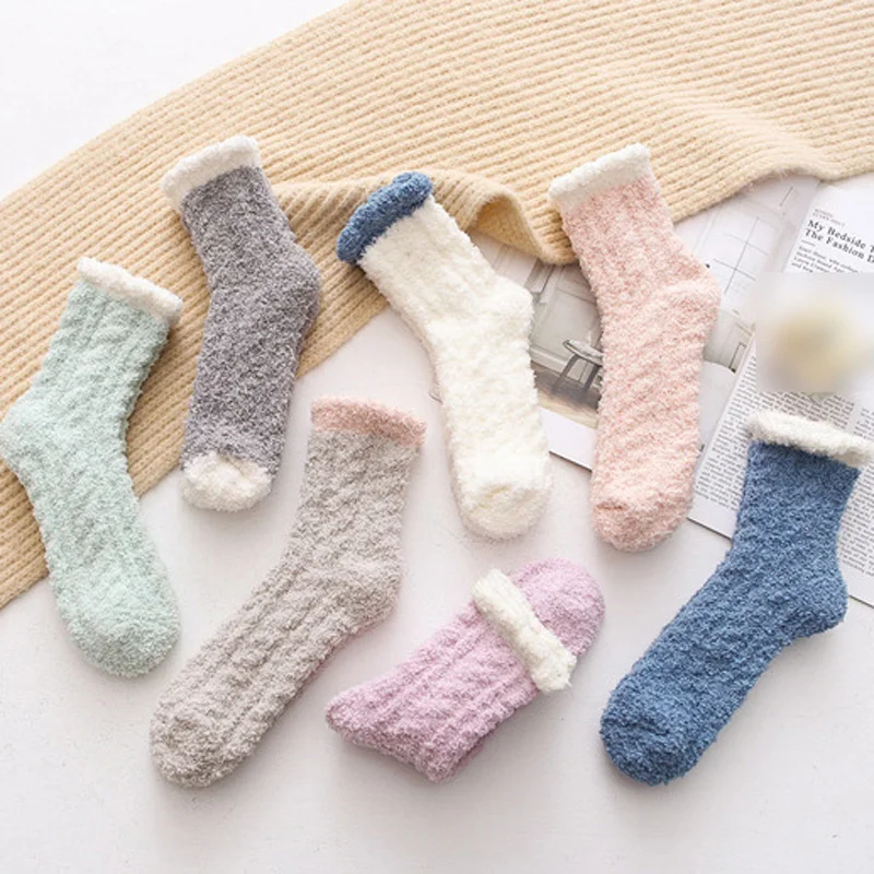 La MaxPa/2 пары, домашние женские мягкие носки-тапочки для девочек, пушистые теплые зимние Дышащие носки разных цветов, k1777