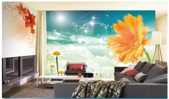 

Custom 3d wallpaper 3d murals wallpaper mural wall 3 d sunflower chrysanthemum murals TV wall painting 3d living room home decor