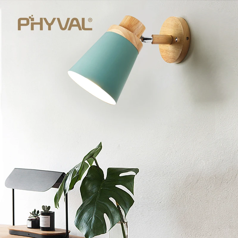 Günstig Holz wand lichter nacht wand lampe wand leuchte moderne wand licht für schlafzimmer Nordic makronen 6 farbe lenkung kopf E27 85 285V