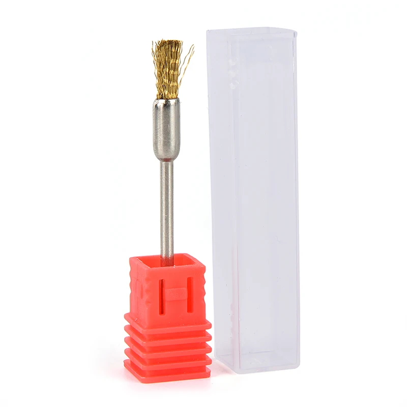 1pcs Nail Drill Bit Cleaning Brush Portable For Electric Manicure Drills Copper Wire Drill Brusher Cleaner Golden Color