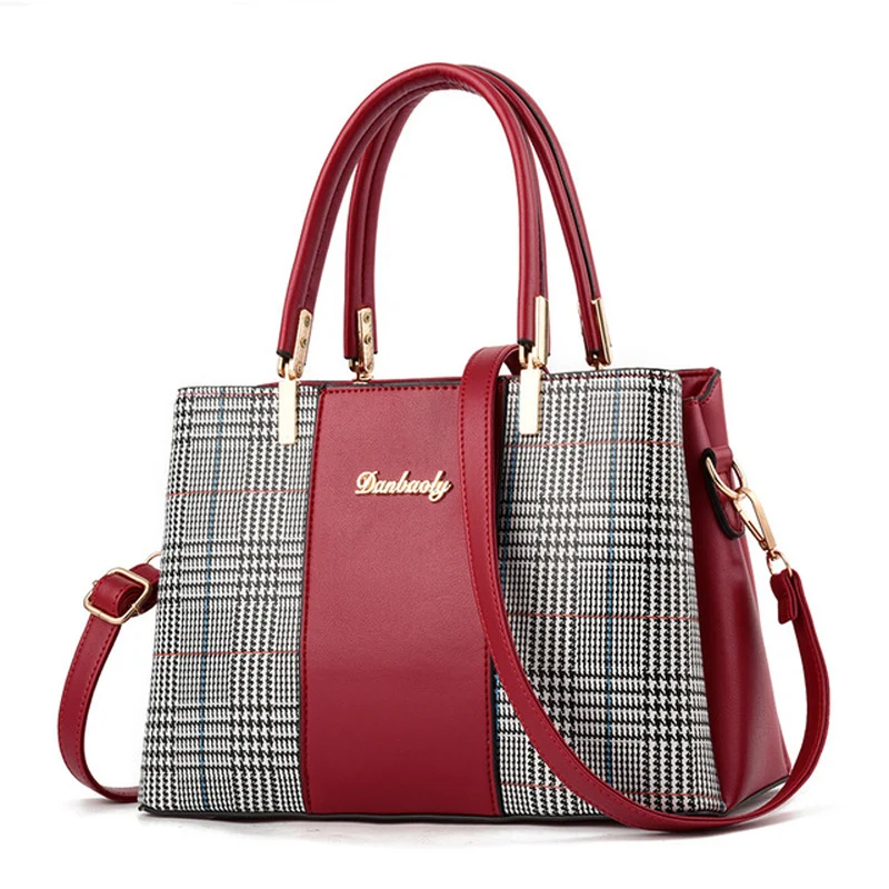 

Women Leather Handbag Luxury Ladies Designer Shoulder Bag Female Houndstooth Handbags Messenger Bags For Women Bolsas Sac