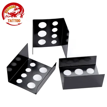 

3 pcs Stainless Steel Tattoo Ink Cup Holder Stand 7 Holes Black Color Supplies Makeup Accessory