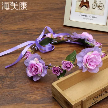 

Haimeikang Romantic Bride Handmade Headband Women Wreath Hair Bands Wedding Hair Accessories Beach Holiday Headdress Wholesale