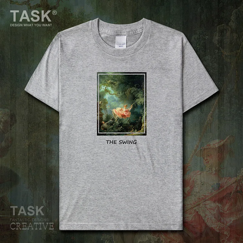 Mondo Famoso Dipinto Serie T-Shirt Fragonard Pittura Di Arte Il Altalena Manica Corta Vestiti Di Estate Del Cotone Retro Streetwear Casual